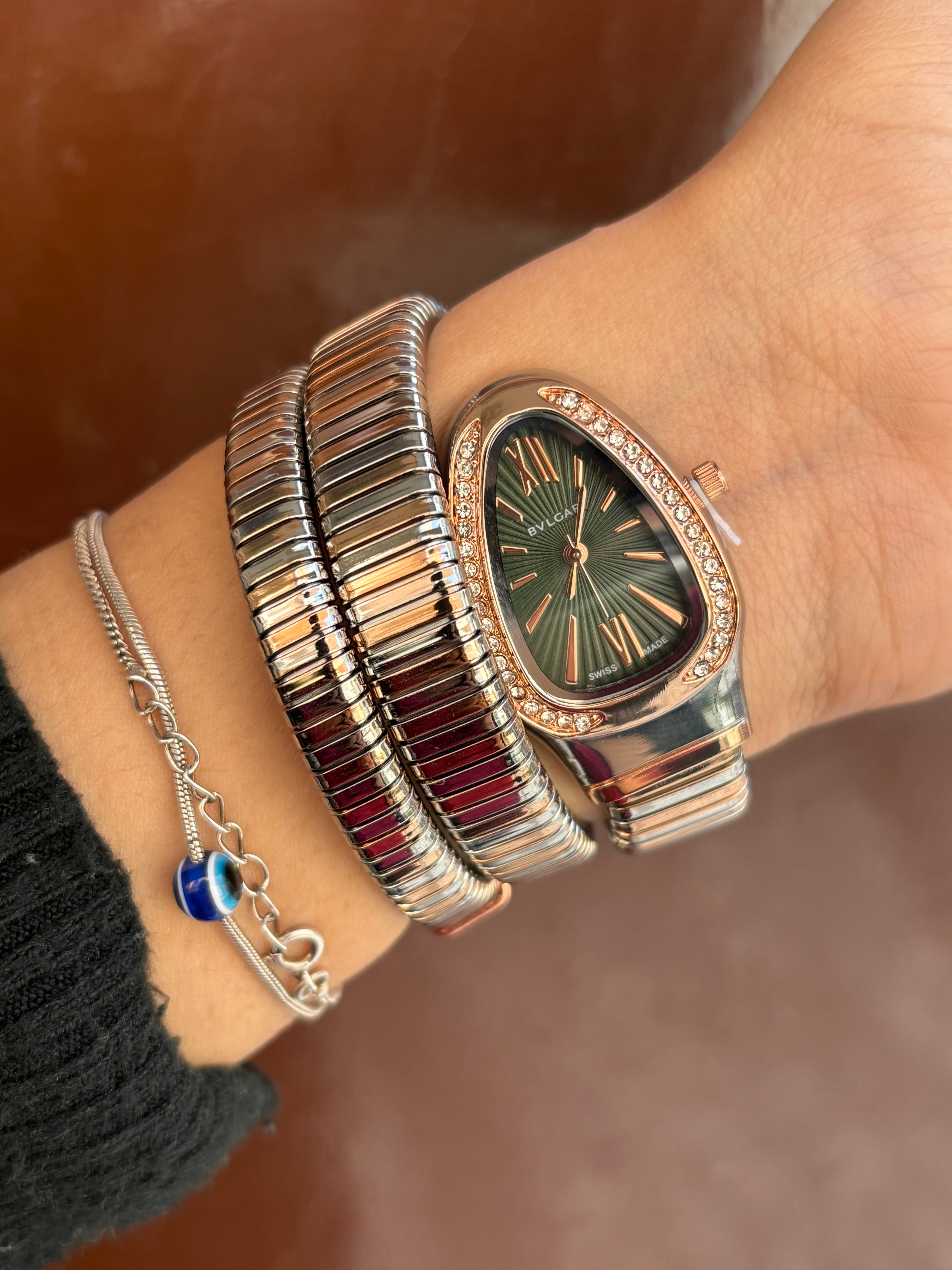 Dual Golden Spiral Watch ( Green dial )