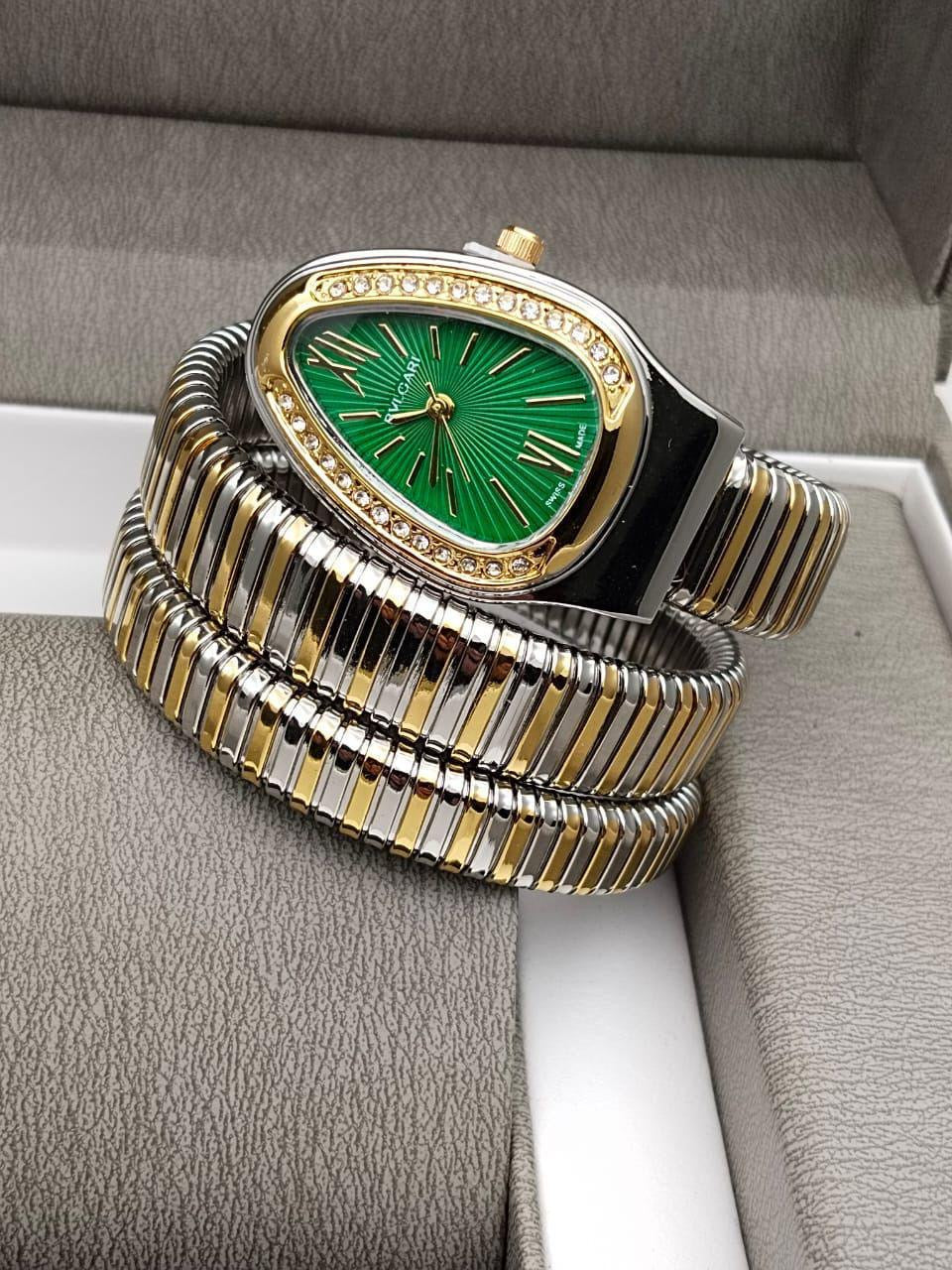 Dual Gold Spiral Watch ( Green dial )