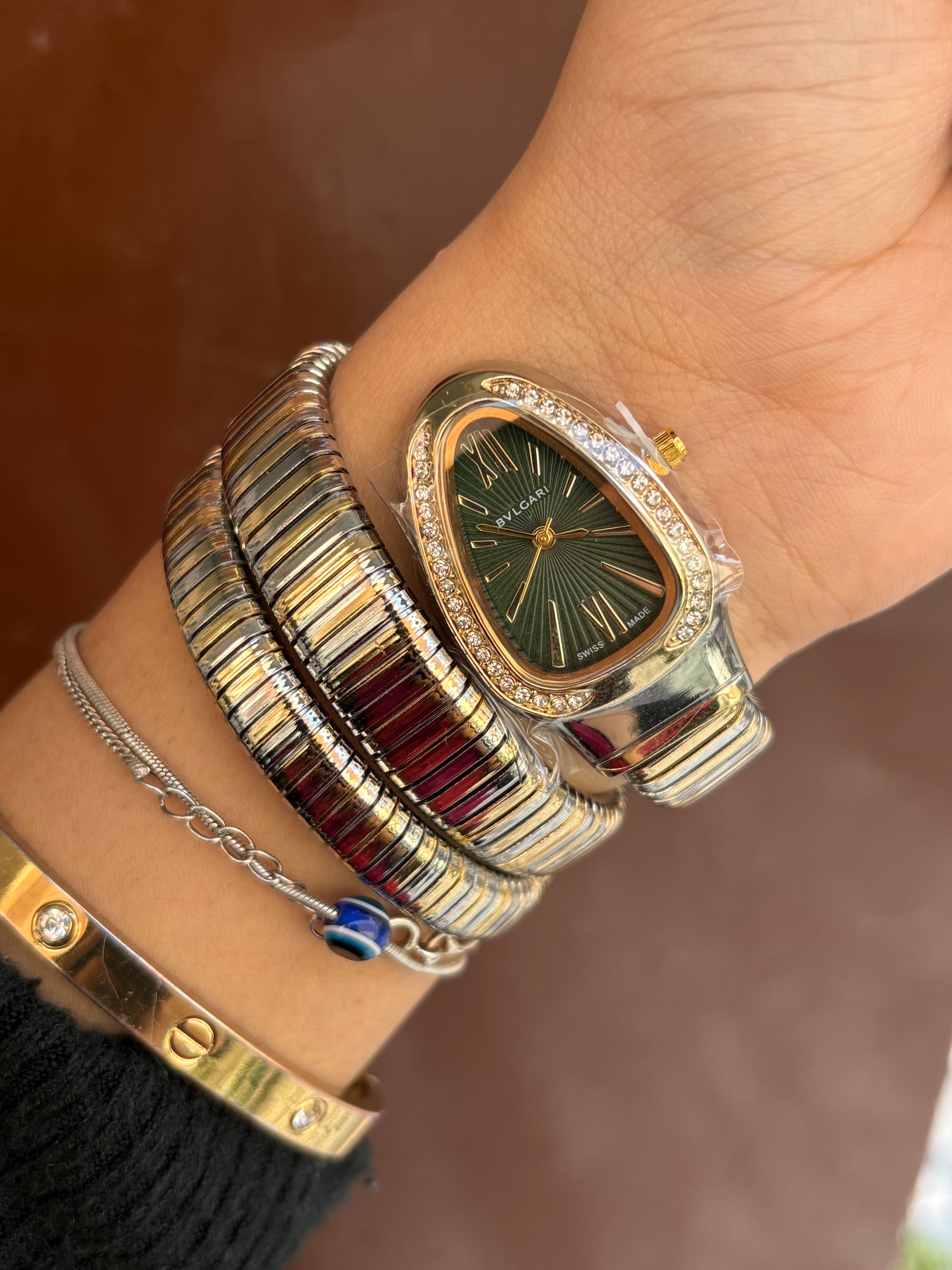 Dual Golden Spiral Watch ( green dial )