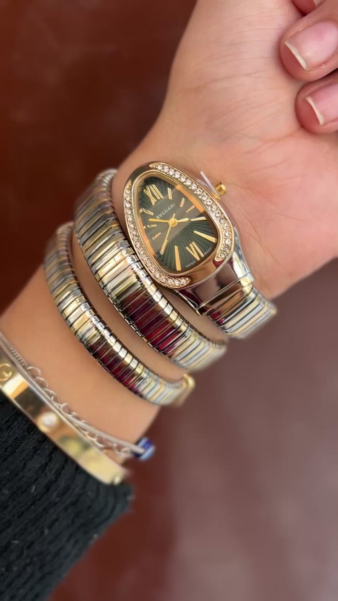 Dual Gold Spiral Watch ( Green dial )
